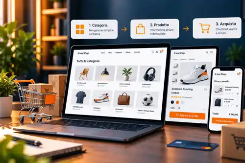 Dalla navigazione del catalogo al checkout: un’esperienza d’acquisto semplice e intuitiva.